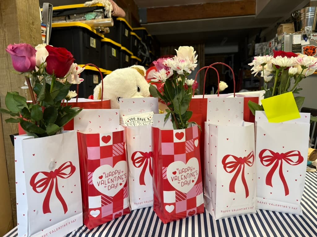 Valentine's Day bag with the cupcakes, fresh flowers and more...