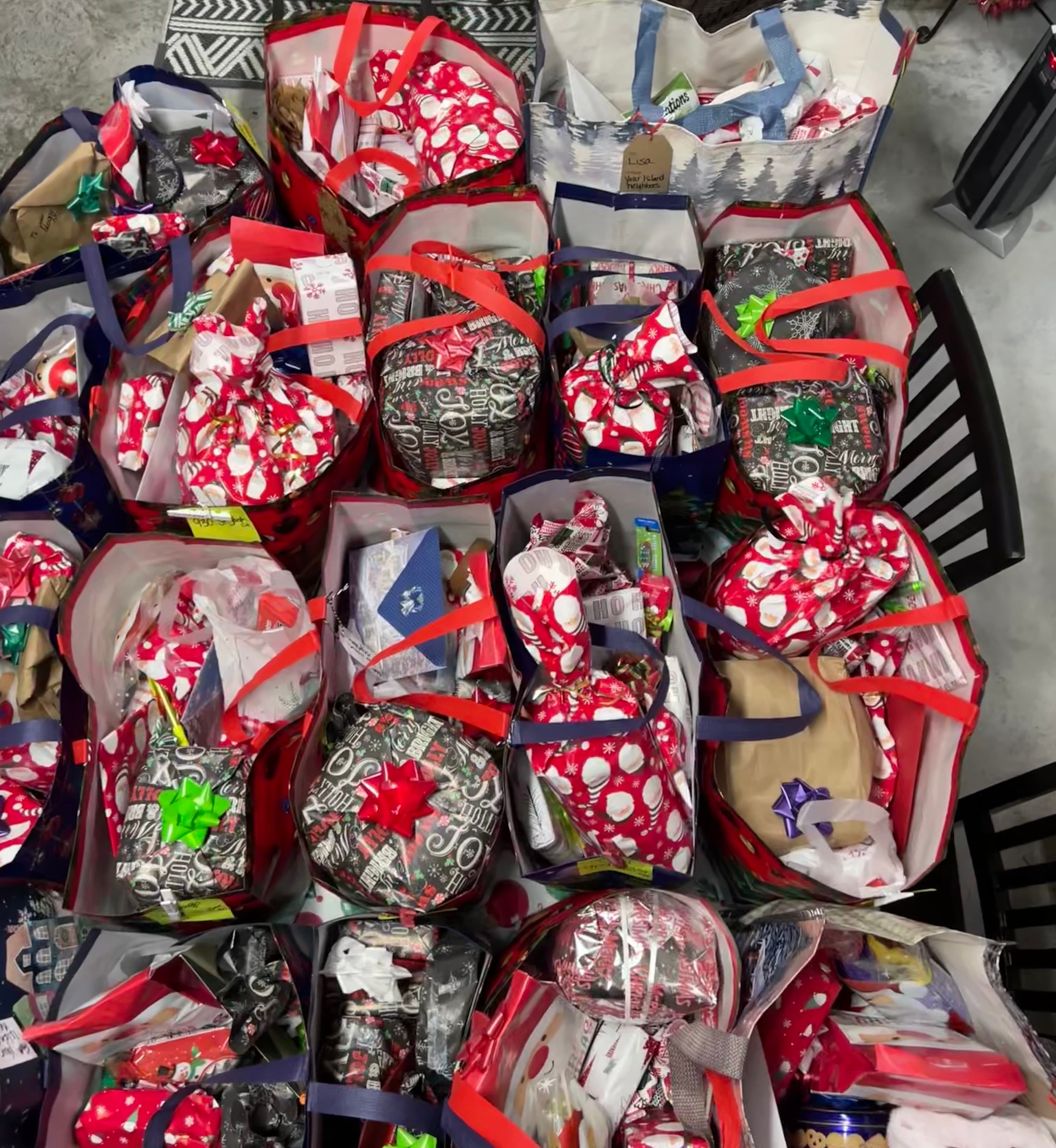 18 bags of gifts were created and delivered the evening of Christmas Eve.